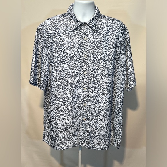 REUNION Men’s‎ cadet blue droplets design short sleeve shirt size L. - Picture 4 of 12